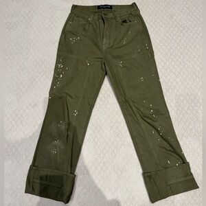 Veronica Beard Olive Green Straight-Leg Jeans